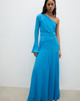 Amina Asymmetrical Maxi Dress - Aqua