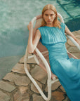 Amina High Neck Maxi Dress - Aqua