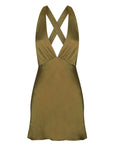 Arienzo Plunged Cross Back Mini Dress