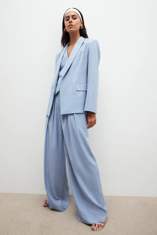 Asher Wide Leg Pant - Chambray Blue