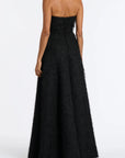 Black Eyelash Satin Strapless Gown