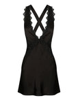 Camille Lace Cross Back Mini Dress - Black