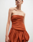 Celeste Strapless Bubble Mini Dress - Rust