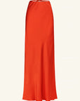 Milenna Silk Bias Tie Maxi Skirt - Chilli Red