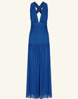 Maya Plunged Tie Back Midi Dress - Strong Blue