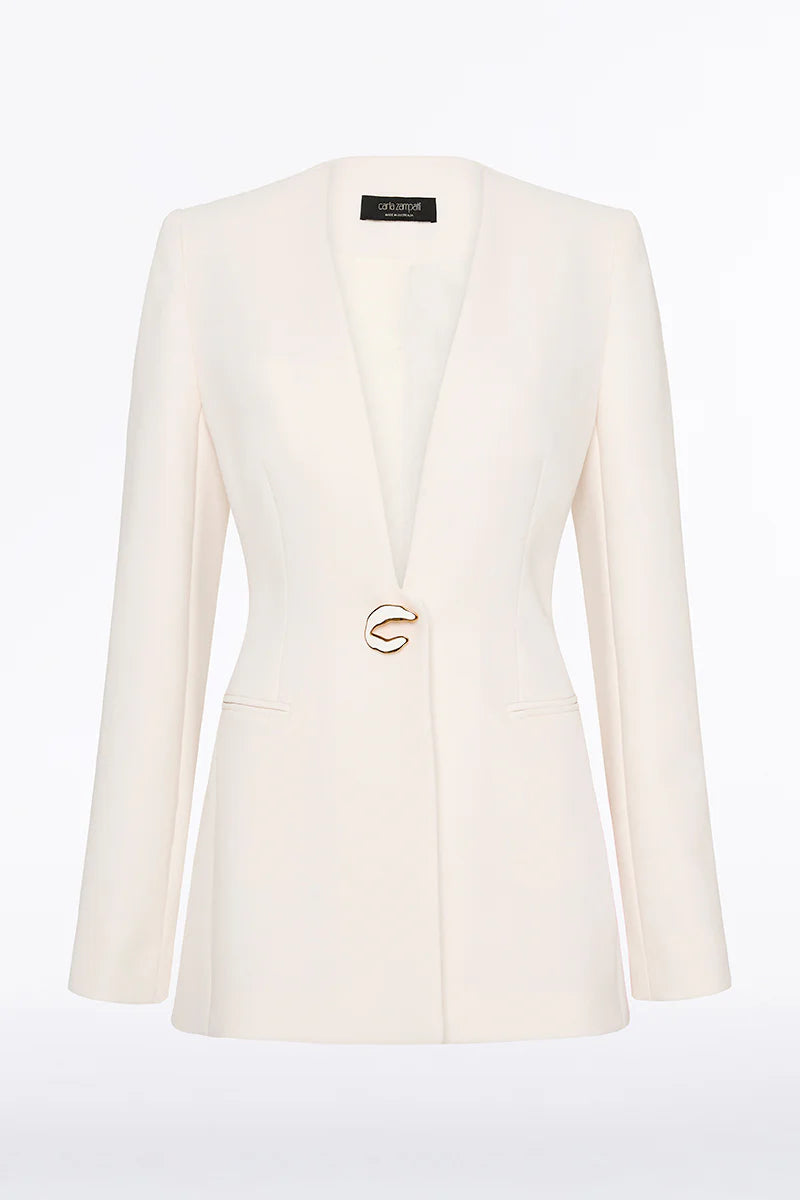 Ivory Crepe C Blazer