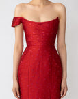 Jackson Jacquard Gown in Red