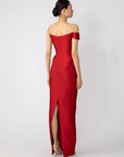 Jackson Jacquard Gown in Red