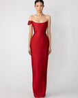 Jackson Jacquard Gown in Red