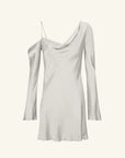 La Lune Asymmetrical Long Sleeve Mini Dress - Silver