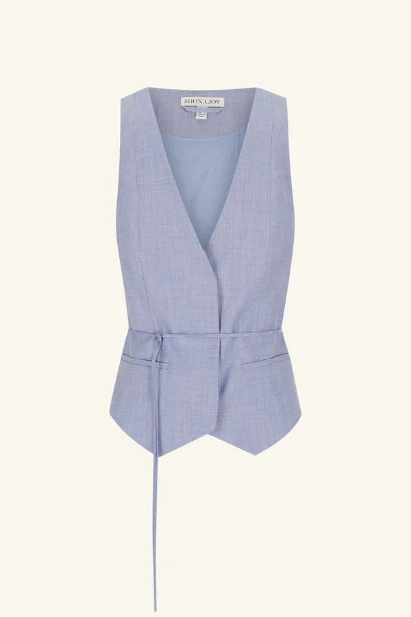 Asher Belted Vest - Chambray Blue