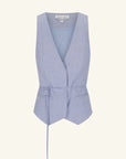 Asher Belted Vest - Chambray Blue