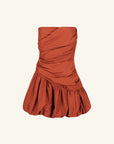 Celeste Strapless Bubble Mini Dress - Rust