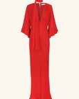 Amina Plunge Balloon Sleeve Maxi Dress - Chilli