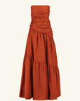 Celeste Strapless Tiered Maxi Dress - Rust