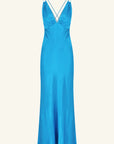 Nora Plunged Double Strap Maxi Dress - Aqua