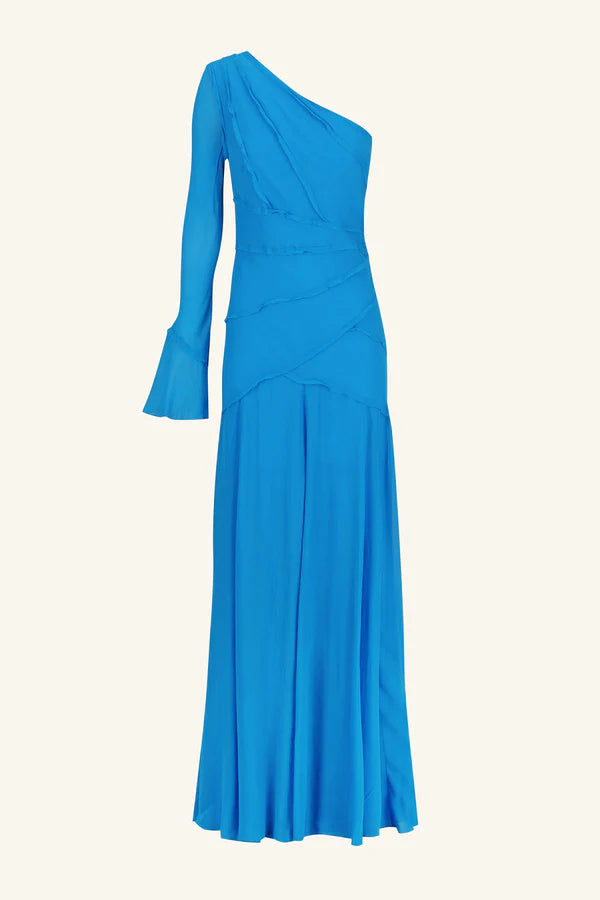 Amina Asymmetrical Maxi Dress - Aqua