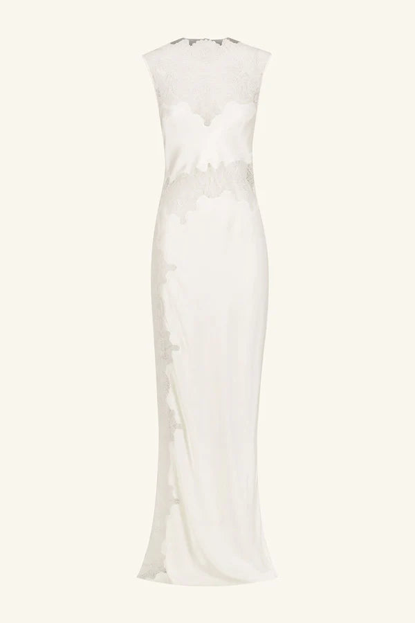 Stratus Lace High Neck Maxi Dress - Ivory