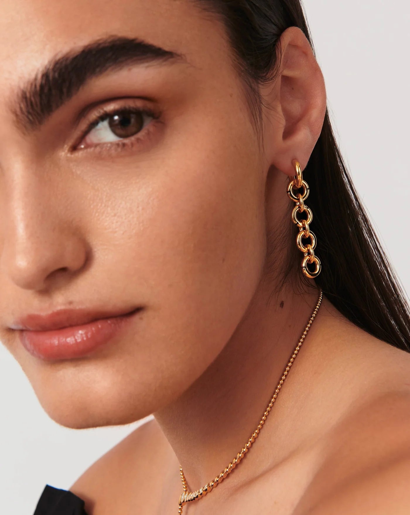 Enamel Byline Link Drop Hoop Earrings